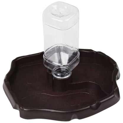 Tofficu Automatic Reptile Water Feeder Water Dish with Reservoir Deep Coffee Color for Terrariums and Amphibian Habitats