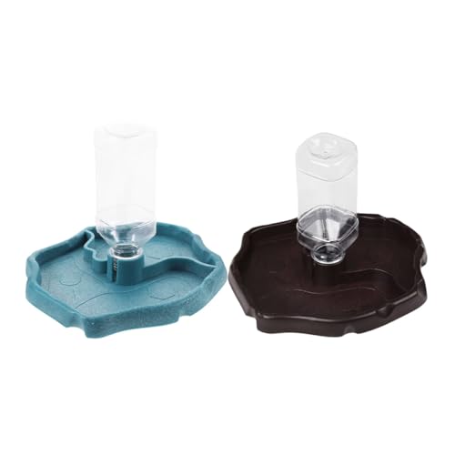 FRCOLOR Automatic Reptile Water Bowl and Feeder for Tortoises and Lizards, Water Dish with Reservoir, Suitable for Terrariums and Pet Habitats