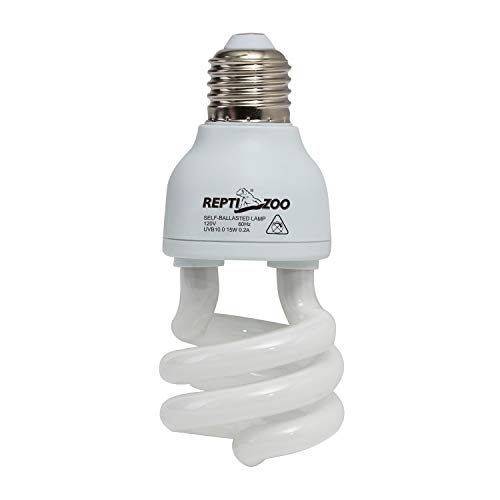 REPTI ZOO Energy Saving Lamps UVB Bulb Spiral Compact 15 Watts UVB 10.0 Reptile Light Bulb Fit for Desert Type Reptile/Snake/Lizard/Insect/Leopard Tortoise - size: 1 Count (Pack of 1)