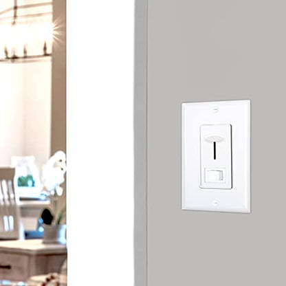 Maxxima Low Voltage 0-10V Slide Dimmer Switch LED & Incandescent Compatible | Vertical Slide Light Control, On/Off Switch, Wall Plate Included