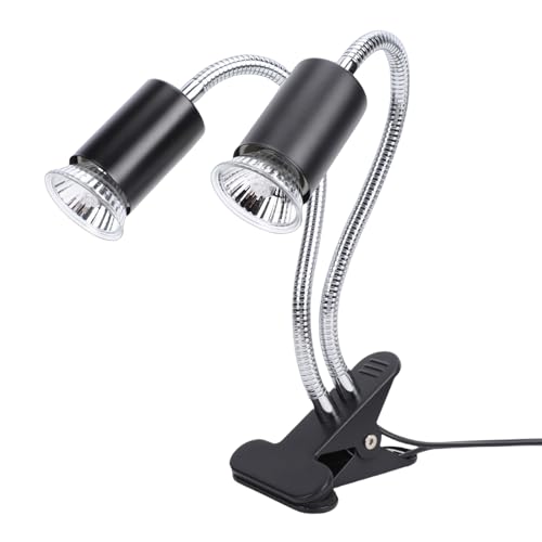 Focket Timed Reptile Heat Lamp, Dual Head 360 Degree Gooseneck Tank Heater, Reptile Lamp with 2 4 8 Hour Timer UVA UVB Bulbs for Tortoise Bearded Dragon Lizards (US Plug)