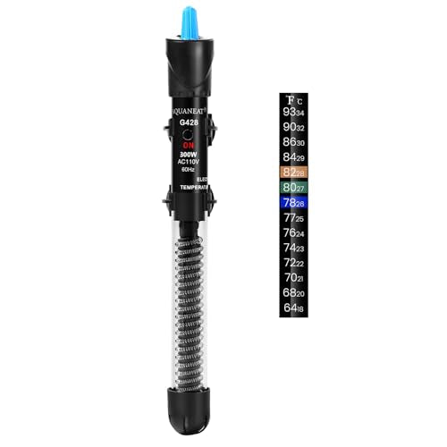 AQUANEAT Aquarium Heater, 300W Fish Tank Heater, Adjustable Submersible Water Thermostat with Thermometer - size: 300W