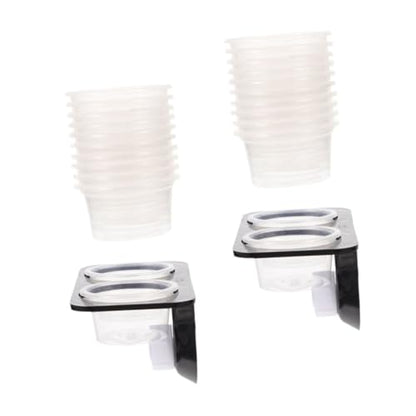 DECHOUS 1Set Reptile Feeder with Suction Cup Double Cups Feeding Ledge for Geckos and Lizards Water Dispenser for Reptile Tank Supplies Compact Design for Easy