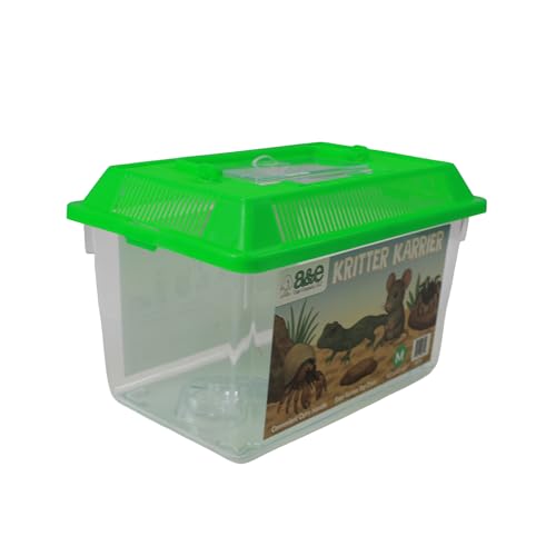 Kritter Karrier Small Animal Carrier Tank 8.5" x 6" x 6" Plastic Travel Habitat for Reptiles, Hamsters, Insects, Fish & Small Pets Durable Critter Transport Container