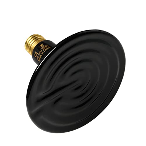Simple Deluxe Reptile Heat Lamp Bulb Ceramic Heat Emitter 40W/60W/100W/150W/250W, No Light Emitting Brooder Coop Heater for Amphibian Pet & Incubating Chicken Black - size: 250W