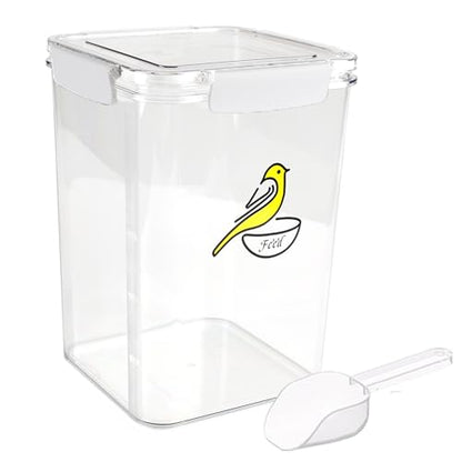 Bird Seed Storage Container-Airtight Bird Food Container-8.4lb/5 l Pet Food Storage Containers with Birds Seed Scoop-Wild Birds Dispenser-forPet Parakeets Finches Food Mealworms/Clear - size: 5L