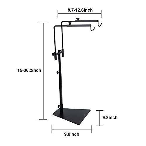 Reptile Heat Lamp Stand,Pet Lamp Holder, Adjustable Metal Floor Light Lamp Bracket Support with 2Hooks for Reptile Small Animals or Succulent Plants Glass Terrarium