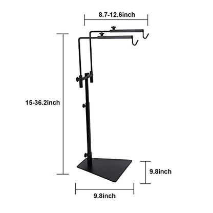 Reptile Heat Lamp Stand,Pet Lamp Holder, Adjustable Metal Floor Light Lamp Bracket Support with 2Hooks for Reptile Small Animals or Succulent Plants Glass Terrarium