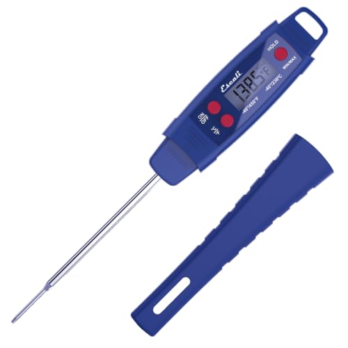 Escali DHP4 Easy Read Waterproof Digital Meat Thermometer with Backlit Display, Ultra Fast 4-Second Readings, Extra-Long Stainless Steel Probe, IPX7 Waterproof, NSF Certified (Rectangle Display)