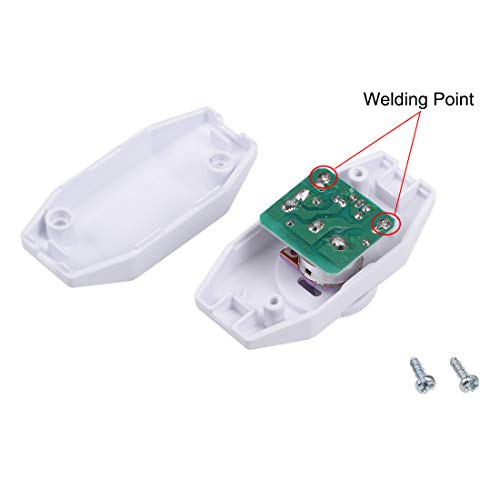 uxcell Rotary Cord Switch AC 250V 2A Slide Control Lamp Dimmer 100-Watt White (Pack of 2)