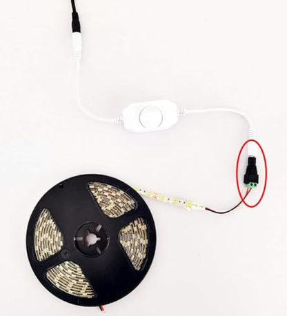 2pcs DC 12V-24V 3A LED Strip Dimmer Switch LED Tape Dimmer Controller PWM Rotary Dimmer 5.5mm x 2.1mm DC Jack for COB LED Strip SMD 5050 3528 2835 5630 LED Ribbon LED String Light, White - color: White(2pcs)