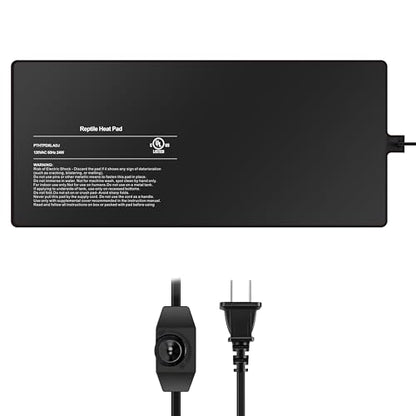 Simple Deluxe 8X18 Inch 24W Reptile Heating Pad with Temperature Adjustable Knob Under Tank Terrarium Heating Mat for Turtles, Lizards, Frogs, and Other Reptiles - size: 8" x 18", style: Heat Pad with Adjust Knob