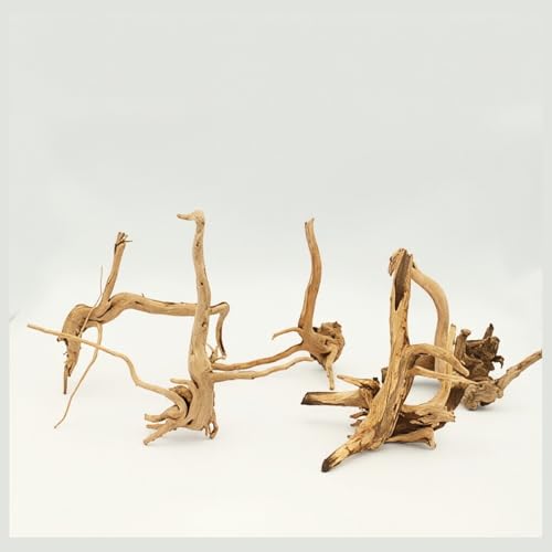 Natural Aquarium Driftwood Trunk & Assorted Branches - Decorative Terrarium Ornament, 4 Pieces, Sizes 5.9" to 7.9" - Perfect for Various Aquariums & Terrariums