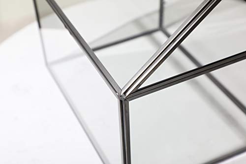 Large Glass Geometric Terrarium Container Tabletop Large Close House Shape Box Planter for Succulent Plant Moss Fern with Swing Lid Black Decor 12 x 9 x 10 inches, No Plants Included