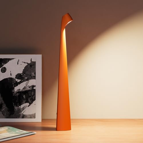 HAPYGI Portable Cordless LED Desk Lamp, Rechargeable Wireless Table Lamp, 3-Level Brightness, Patio & Bedside Night Light, Dining Room Ambient Reading Light (Orange) - color: Orange
