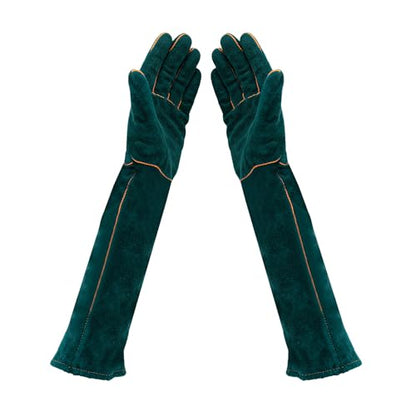 23.6 Inch Cowhide Reptile Handling Gloves, Bite Proof and Puncture Proof Arm Protection for Iguana Snake Falcon