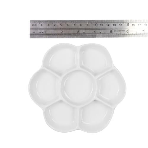 5.51" Hermit Crab Ceramic Food Dish,7 Compartments Ceramic Anti-Turning Food & Water Bowl for Hermit Crab Tarantula Snail - size: 6 inch