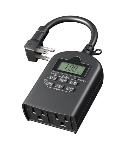 DEWENWILS Outdoor Timer Outlet Waterproof, Outdoor Digital Timer for Lights, Programmable with 2 Grounded Outlets, for Home and Garden, 15A, 1/2HP, Heavy Duty, ETL Listed - style: digital,2-Outlet