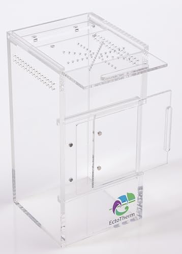 EctoTherm Jumping Spider Enclosure - Complete Acrylic Terrarium Habitat for Spiders, Tarantulas, Praying Mantis - Small Spider House with Front Opening Door - Bug Enclosure for Arboreal Species - size: Small