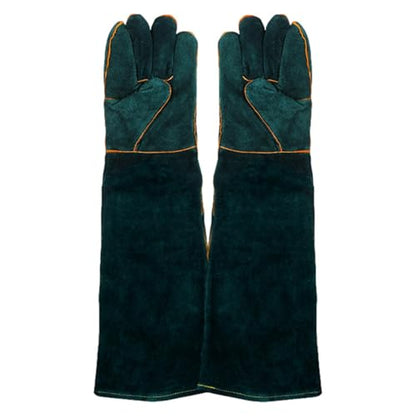 Animal Handling Gloves - Bite Proof Gloves, Multipurpose Bird Handling Gloves | Scratch Resistant PU Leather Pet Grooming - color: Green 60cm