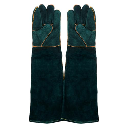 Animal Handling Gloves - Bite Proof Gloves, Multipurpose Bird Handling Gloves | Scratch Resistant PU Leather Pet Grooming - color: Green 60cm