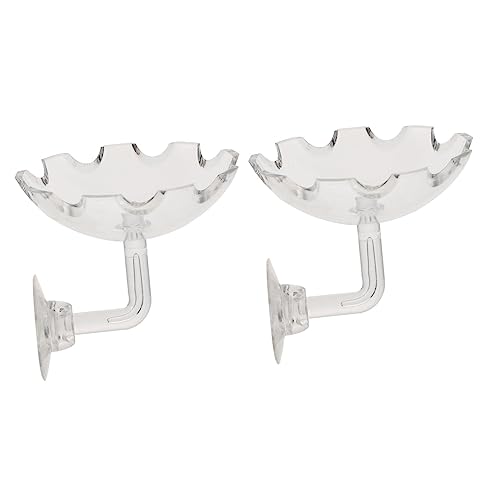 2pcs Acrylic Shrimp Feeding Dish with Cup Reptile Food Bowl for Aquariums Convenient Installation and Multi-Purpose Use Transparent Feeding Tray for Shrimp Tank