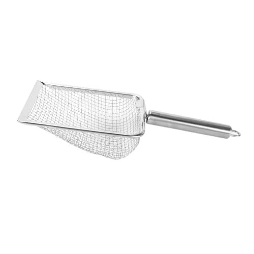 Cat Litter Scoop Stainless Steel, Rustproof Shovel with Hook, Easy to Clean and Hang - Durable Material, Fine Holes for Efficient Waste Removal, Ideal for Cats and Reptiles