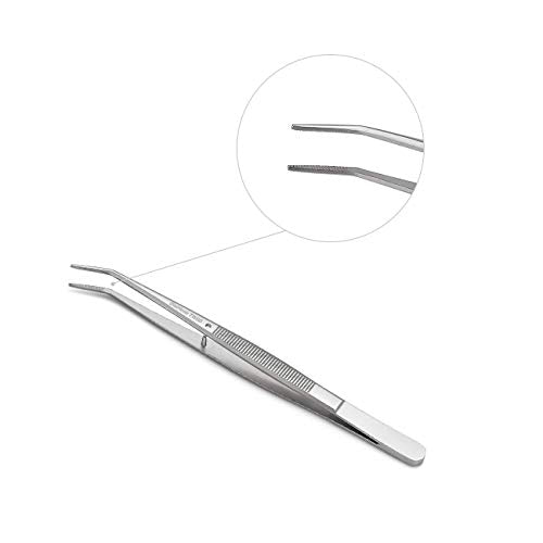 Stainless Steel Tweezers, with Curved Serrated Tip Multipurpose Sewing Machine Tweezers Forceps for Craft Repairing (5PCS) - size: 5 Count (Pack of 1)