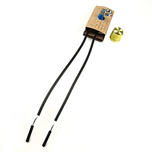 Zing Ear ZE-03 Full Range Inline Table Lamp LED Dimmer Switch Incandescent Light Rotary Replacement Combo Kit 120VAC/240VAC 300W Watt MAX Paper Outer Shell (Brass) Easy to Install