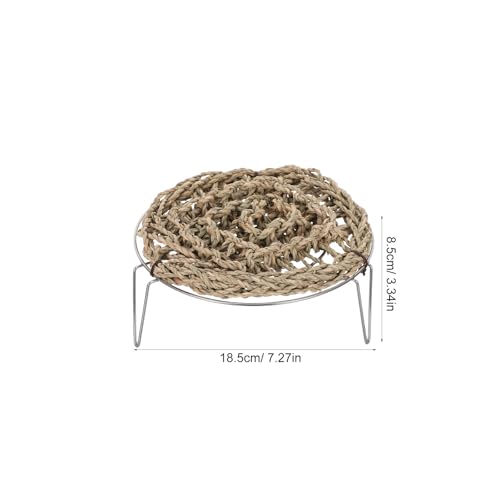 Bearded Dragon Hammock and Lounger Bed Large Straw Woven Elevated Reptile Pet Hammock with Metal Legs for Mesh Enclosures and Reptile Tanks Climbing Accessory and Basking Platform