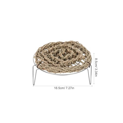 Bearded Dragon Hammock Bed for Reptiles with Straw Woven Basking Platform and Metal Legs, Moisture Resistant and Breathable Lounger for Bearded Dragons and Frogs in Mesh or Acrylic
