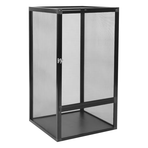 Reptile Terrarium Screen Cage, Aluminum Alloy Mesh Enclosure with Removable Top, Secure Latch & Door Stopper, Habitat Terrarium for Lizards, Chameleons, Geckos, Fine Mesh Ventilation