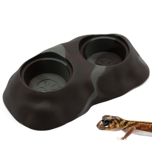 Pangea Ultimate Eco Dish, Crested Gecko Food and Water Bowl for Terrestrial Lizards, Durable Silicone Feeding Accessory for Reptile Terrariums 3.125in x 5.5in (Grey Marble) - color: Grey Marble