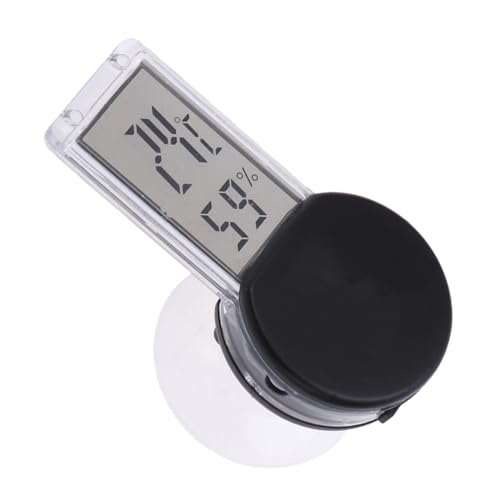 Toyvian Suction Cup Thermometer Hygrometer for Reptile Terrarium Indoor Temperature and Humidity Digital Display Celsius Portable for Home Bedroom Office Use Black