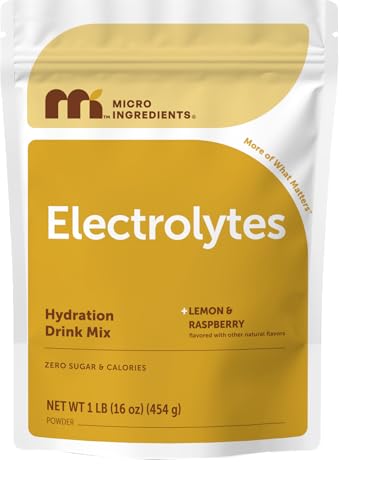 Micro Ingredients Electrolytes Powder, 1lbs(69 Servings) | Sugar Free | Lemon Raspberry Flavor | High Potassium (1,000mg) + Coconut Water & Real Lemon Juice | Keto Friendly, Non-GMO - size: 16 Ounce (Pack of 1)