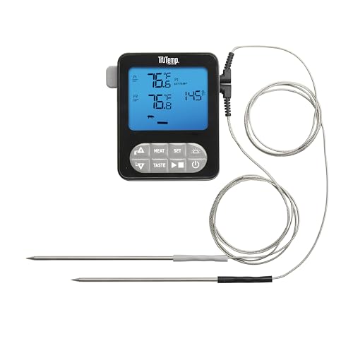 Taylor TruTemp Dual Probe Wired Programmable Meat & Food Thermometer, Digital, Monitor Two Dishes, Baking, Grilling, Roasting, User-Friendly, Backlit, Gray - color: gray