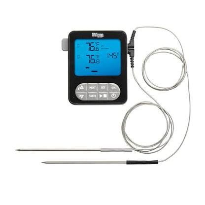 Taylor TruTemp Dual Probe Wired Programmable Meat & Food Thermometer, Digital, Monitor Two Dishes, Baking, Grilling, Roasting, User-Friendly, Backlit, Gray - color: gray