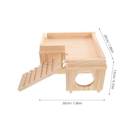 Cabilock Wooden Reptile Hide Cave with Climbing Ramp and Basking Platform Large Bearded Dragon Habitat Shelter for Leopard Gecko Tank Accessories
