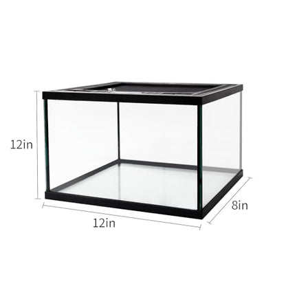 Reptile Glass Terrarium Tank 12 * 12 * 8" Full View with Top Ventilation, Amphibians Box Habitat Enclosure Cage for Frog,Spiders,Dubia Cockroach,Praying Mantis,Cricket,Tarantula,Hermit Crab - size: 12*12*8inch