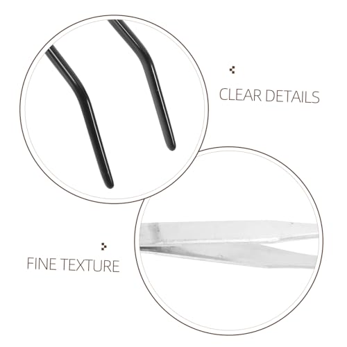 Mikikit 2pcs Stainless Steel Long Aquarium Tweezers with Rubber Tips Curved Feeding Tongs for Reptiles Terrarium Tools for Snake Gecko and Other Pet Supplies