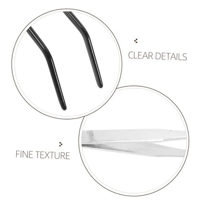 Mikikit 2pcs Stainless Steel Long Aquarium Tweezers with Rubber Tips Curved Feeding Tongs for Reptiles Terrarium Tools for Snake Gecko and Other Pet Supplies