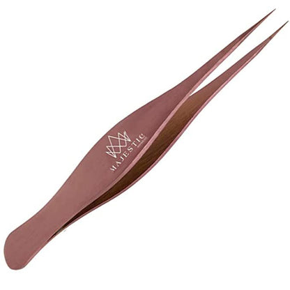 Majestic Bombay Fine Point Tweezers for Women and Men – Splinter Ticks, Facial, Brow and Ingrown Hair Removal–Sharp, Needle Nose, Surgical Tweezers Precision Pluckers best tweezers for chin hair - color: Rose Gold