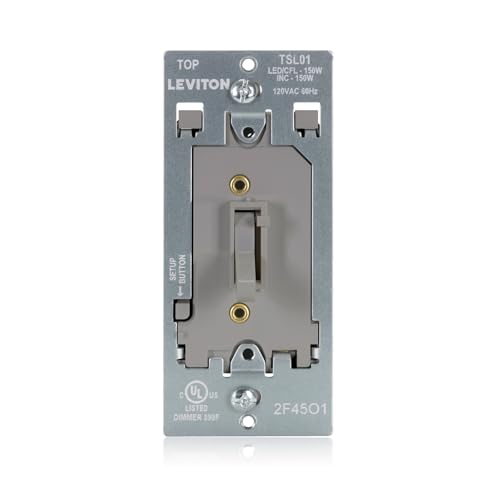 Leviton Toggle Slide LED Advanced Dimmer Switch for 150W Dimmable LED, Halogen and Incandescent Bulbs and Fixtures, TSL01-10G, Gray - color: Gray
