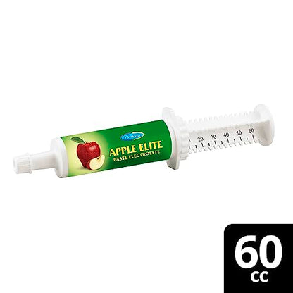 Farnam Apple Elite Electrolyte Paste Supplement for Horses, 60 cc Syringe, Replaces Vital Minerals, Hydration Electrolytes for Horses, No Added Sugar, Digestion Support, Muscle Function & Recovery
