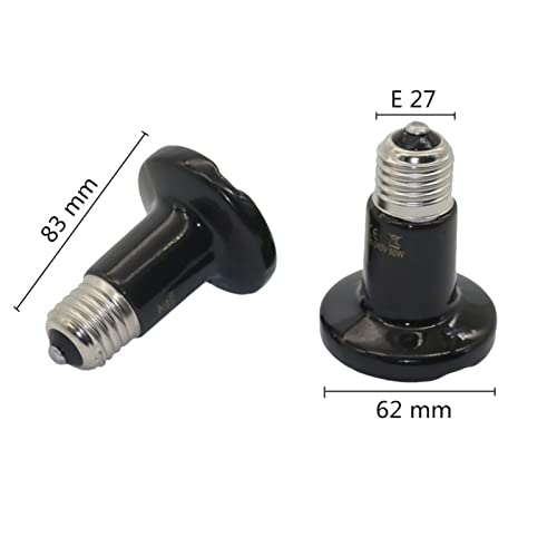 10 Pcs 25W 50W 75W 100W E27 Pet Heating Light Pet Brooder Lamp Mini Infrared Ceramic Heat Bulb Black for Reptile(75W) - color: 75W