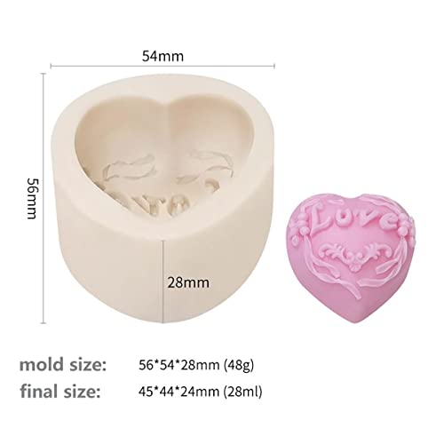 4 Pack Heart Resin Rose Flower Silicone Mold for Candle, Cake, Soap, Candy - Round Shape - color: xq-heart-4-pack