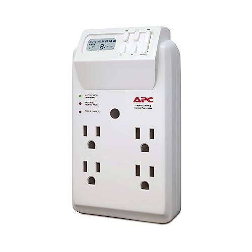 APC 4-Outlet Wall Surge Protector, 1020 Joules with Timer-Controlled Outlets, SurgeArrest Essential (P4GC) - style: Timer
