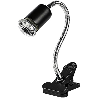 Reptile Heat Lamp, Black, with 13.8 in Flexible Gooseneck, Timed Dimming Switch, US Connector, Sturdy Plastic Clip, for Lizards, Tortoises, and Other Terrarium Animals