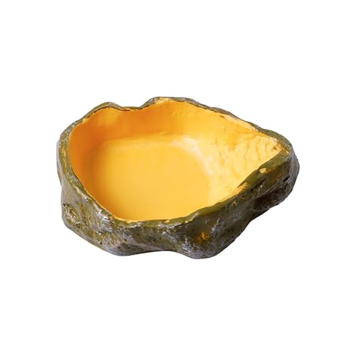 Reptile Feeding Dish, Water Dish Food Bowl,PVC Rock Reptile Feeding Terrarium Corner Bowls for Bearded Dragon Lizard Frog Gecko Tortoise Hermit Crab Snail,Crested Geckos Tank Accessories (F) - color: F