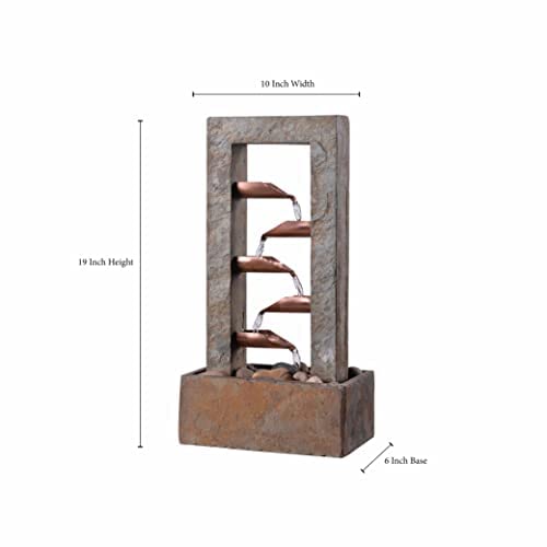 Kenroy Home Spillway Rustic Indoor Table Fountain, Slate and Copper, 19 Inch Height, 10 Inch Width, 6 Inch Depth - size: 19 " Height